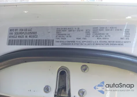 2020 Ram 2500 Laramie Longhorn 4X4 6'4 Box z USA, uszkodzony, nr VIN 3C6UR5PL2LG252022